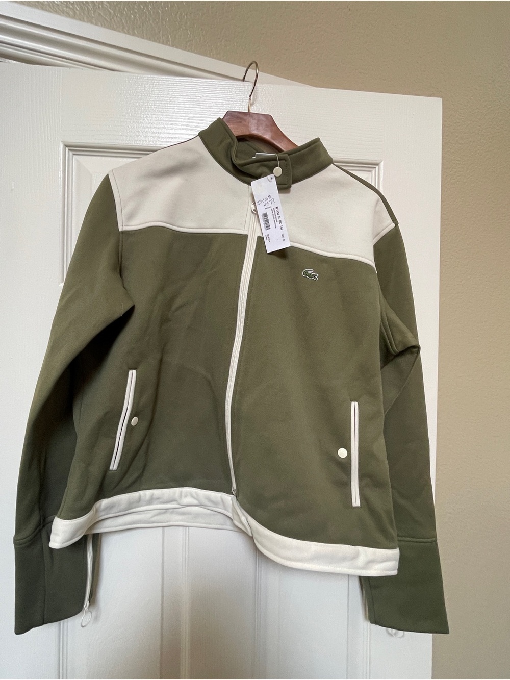 Lacoste Olive & Cream Contrast Zip Jacket